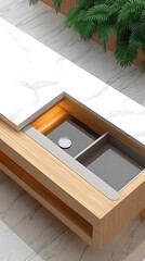 Modern Outdoor Kitchen Counter Top Detail.