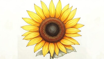 Obraz premium Vibrant Sunflower Illustration Botanical Art Print