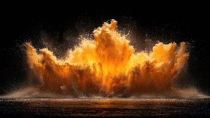 Fiery explosion of orange powder