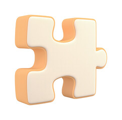 Fototapeta premium Single puzzle piece with tan border and off-white center PNG on Transparent Background