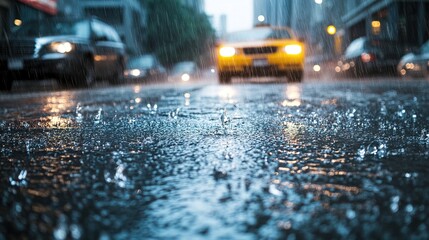 City streets covered in rainwater as a monsoon storm rages.