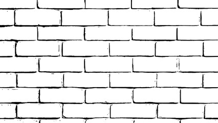 Black and white grunge brick wall transparent white background. 