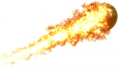 Brilliant Fireball Meteor Surging Through Space with Fiery Flames and Luminous Trail