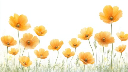 Fototapeta premium A breathtaking landscape, field of vibrant orange flowers in full bloom
