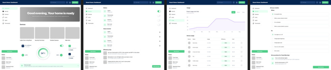 Smart Home Dashboard, Home Automation Panel, IoT Control Center, Connected Home Interface, Home Management System, Digital Home Hub, Intelligent Living Dashboard, Household Monitoring Panel, Smart Dev