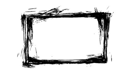 Obraz premium Black frame background textured. Dry brush painted grunge frame with black paint on white background. Black ink brush painted frame with copy space, creativity grunge design
