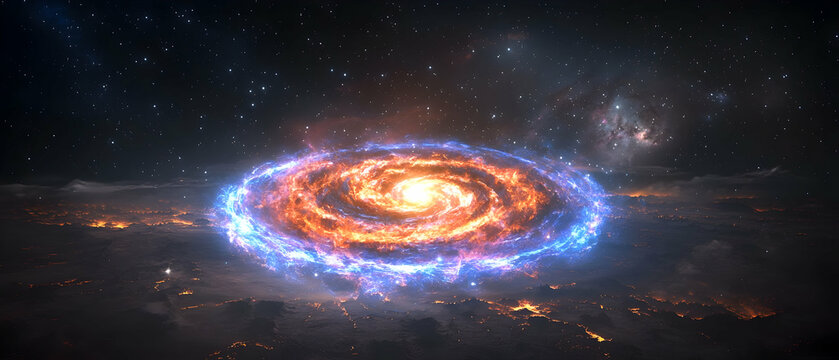 Vibrant Spiral Galaxy in a Dark Night Sky