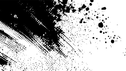 Black halftone dots white abstract background.  Halftone grunge texture white background. Vector  style paintbrush grunge with halftone dots pattern texture. 
