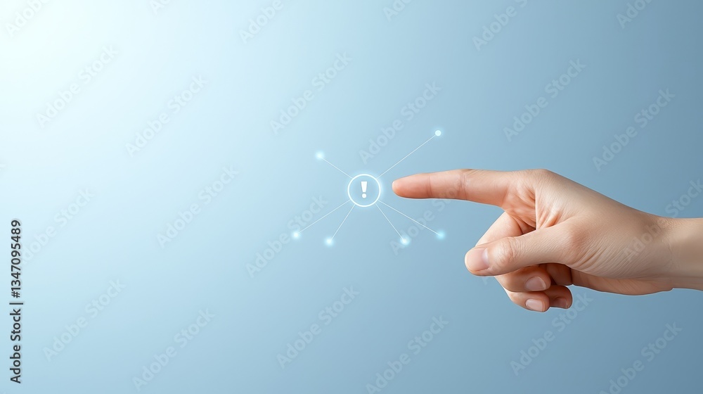 Poster hand activating button, a symbol of technological control and user interaction in the digital age