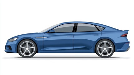 Studio shot of a gleaming blue car on pristine white background, ideal for automotive and design enthusiasts