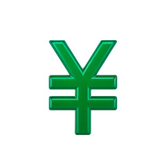 Obraz premium Smooth yen symbol – a modern 3D ¥ sign with a matte green surface. It looks neat and professional, making it suitable for financial applications.