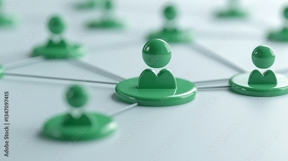 Aufkleber interconnected individuals, exploring the dynamics of human connection within a thriving green netwo