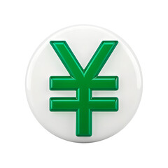 Obraz premium Yen sign on a white background – a raised green ¥ symbol placed on a white circular background. This style gives it a clean and official appearance.