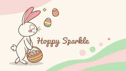 Cute easter bunny with eggs illustration for spring holiday celebration design art. Perfect for Spring Invitations, Holiday Branding, and Creative Event Projects