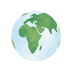 Fototapeta premium watercolor planet earth, hand painted globe, simple illustration