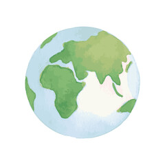 watercolor planet earth, hand painted globe, simple illustration