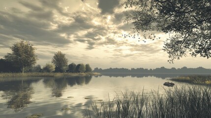 Fototapeta premium Rainy Day by the Lake