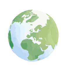 watercolor planet earth, hand painted globe, simple illustration, centered in europe