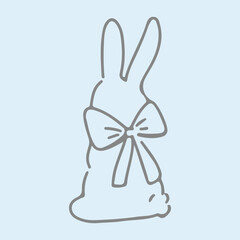 Doodle image rabbit silhouette with bow