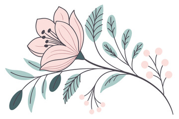 A pink floral vector illustration evokes vintage spring blossom design