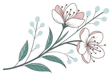 A vector floral pattern with abstract blossoms, butterflies, and vintage leaf elements