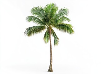 Obraz premium Isolated Coconut Palm Tree with Green Fronds Against a White Background
