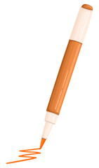 Orange Marker for Sketching and Study. Drawing tools. Vector.