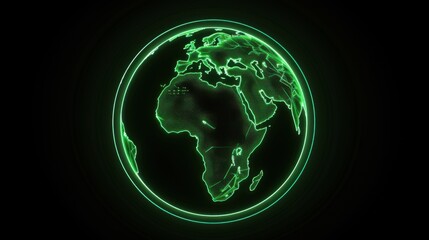 Earth day neon-outlined, glowing 3D Earth with a digital green-tech vibe illustration 