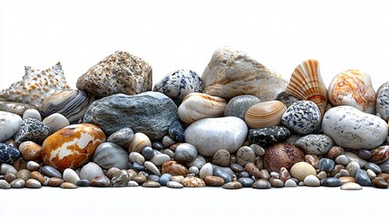 Seashore rocks and shells border