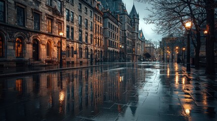 Fototapeta premium Rainy Day with Historic Architecture