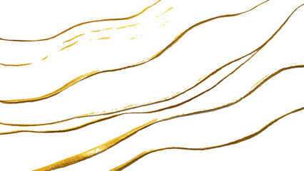 Curved golden lines Transparent white background. Vector illustration of falling glitter confetti, golden dust white background. 