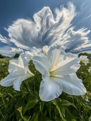White Lilies and Dramatic Cloudscape