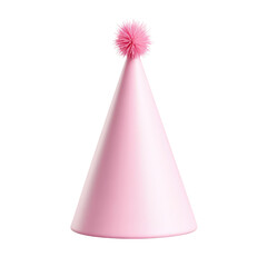 Birthday candles & party hats design. Party hat in pink with a decorative pom-pom on top.