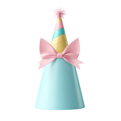 Birthday candles & party hats design. Colorful party hat with a bow and a sparkly top.