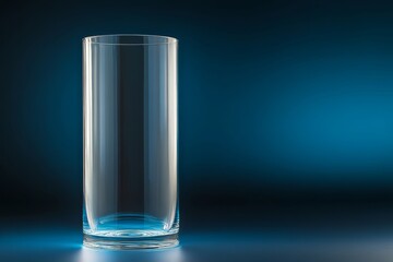 Tall Empty Glass on Blue Background