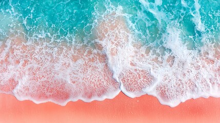 Aerial View of Gentle Waves Breaking on Sandy Coral Beach Shore