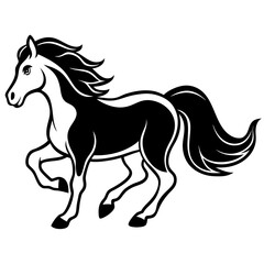 A vector silhouette of a galloping horse, 