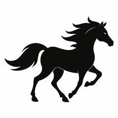 Obraz premium A vector silhouette of a galloping horse, 