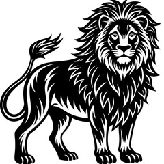 Obraz premium A vector silhouette of a majestic lion standing proudly, 