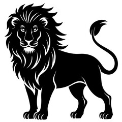 Fototapeta premium A vector silhouette of a majestic lion standing proudly, 