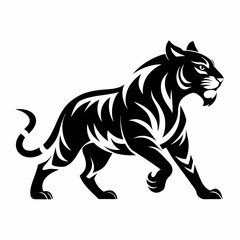 Obraz premium A vector silhouette of a tiger in mid-stride, 