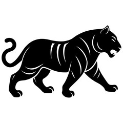 Obraz premium A vector silhouette of a tiger in mid-stride, 