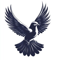 Obraz premium Silhouetted bird in flight against a plain background