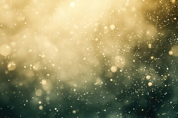 Obraz premium Sparkling Gold and Green Abstract Background Festive Shimmering Dust and Bokeh Lights