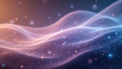 Tech Infused Serenity Create a calming abstract background with soft gradients and flowing light patterns that intertwine with geometric shapes and sparkles