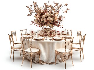 Fototapeta premium Elegant floral centerpiece table setting for events indoor styled view
