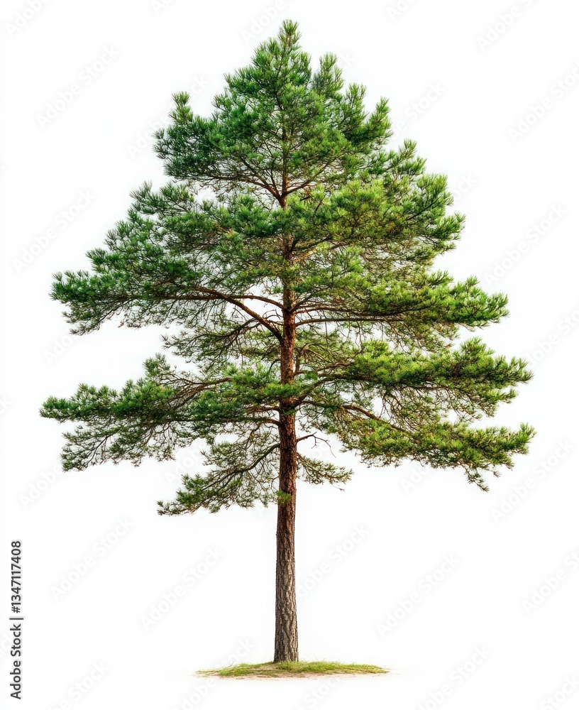 Poster isolated pine tree portrait on white background for design element