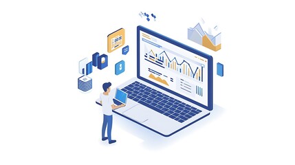 Data analysis process digital workspace infographic online overview