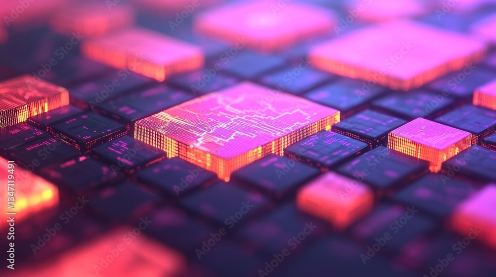 Aufkleber abstract render of illuminated circuit patterns digital space 3d visual futuristic environment close