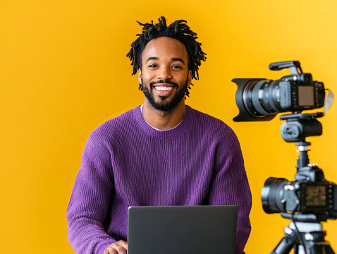Vlogger, Yellow Background